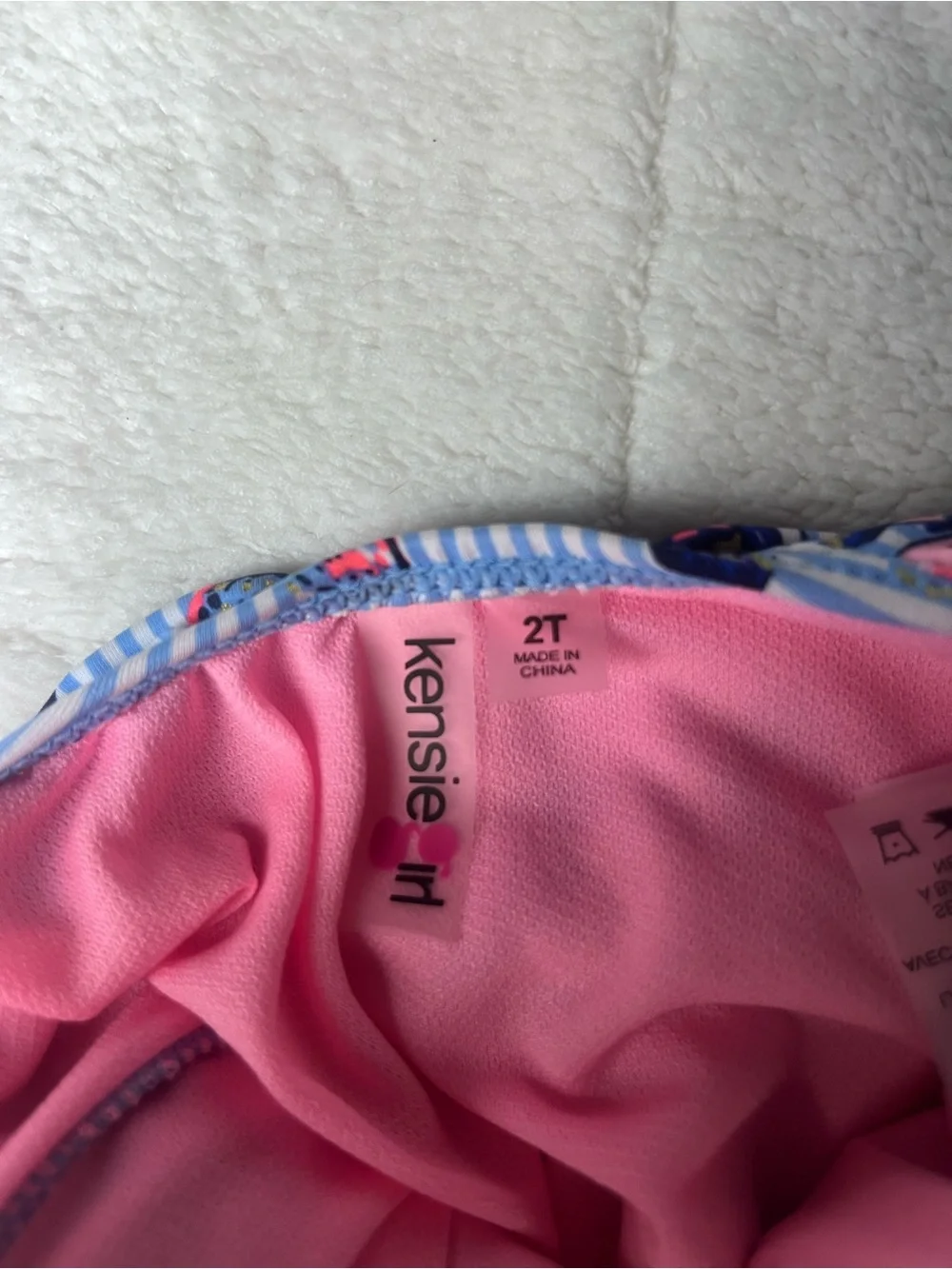Kensie Girl Size 2T Blue Stripe Butterfly Ruffle One-Piece Swimsuit